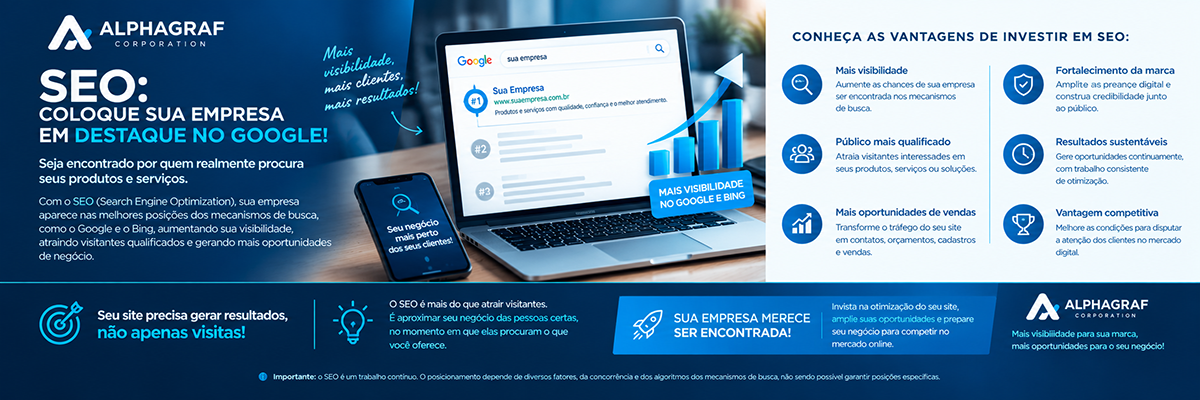 SEO Mais Visibilidade, Mais Resultados - Produção de Website Gratuito